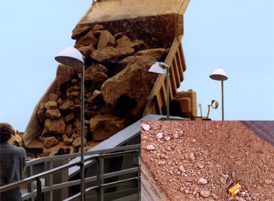 Feed and Product Material from Reversible Nuggetizer - Williams Patent Crusher